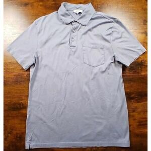 Reiss Polo Shirt Mens Blue Golf Stretch‎ Egyptian Cotton Designer Europe Size M